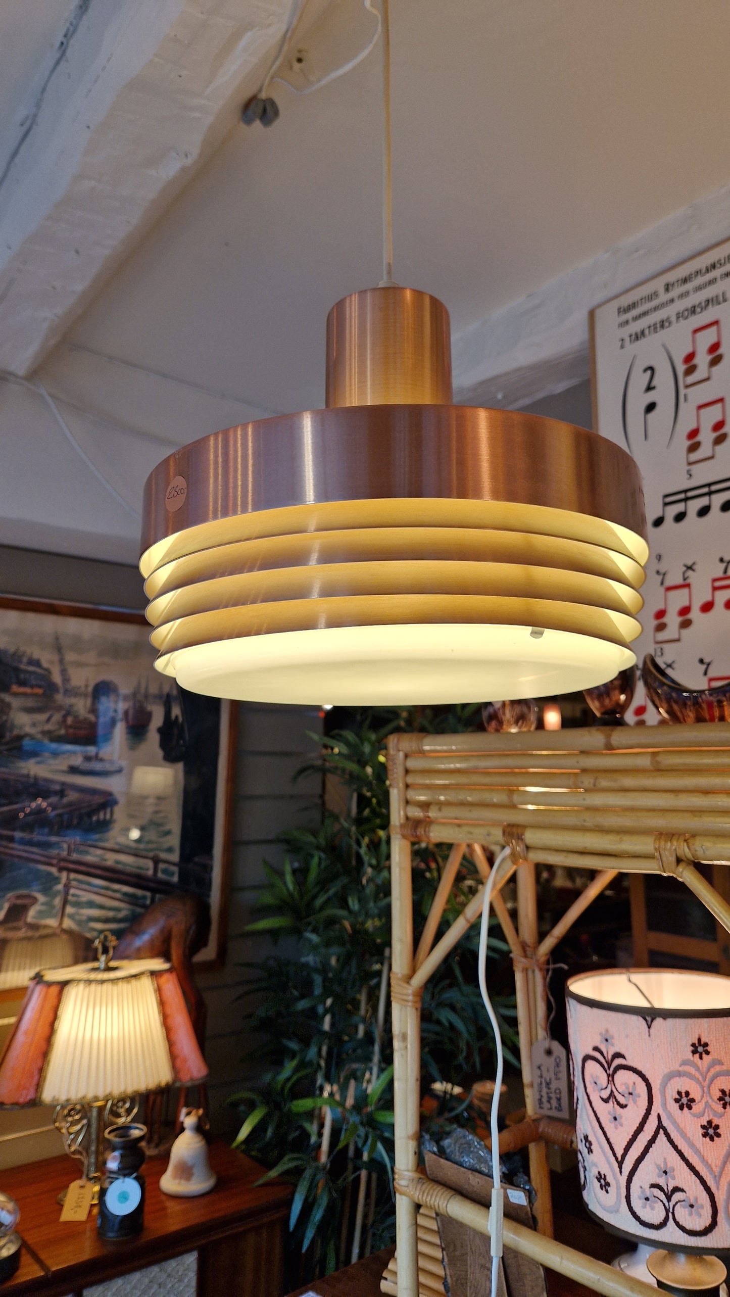Taklampe kobber retro