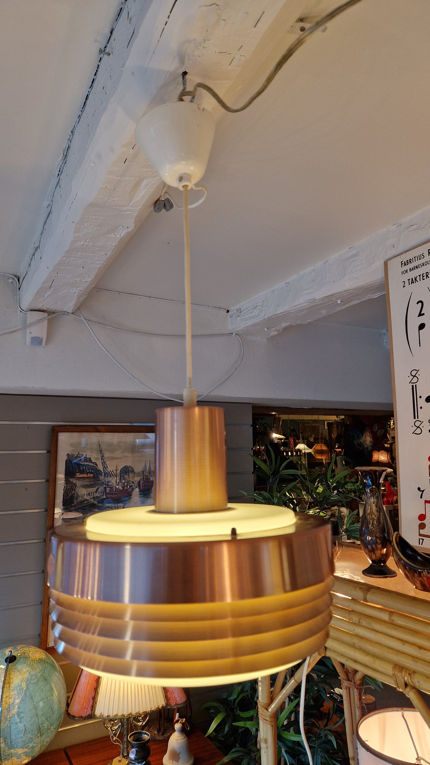 Taklampe kobber retro