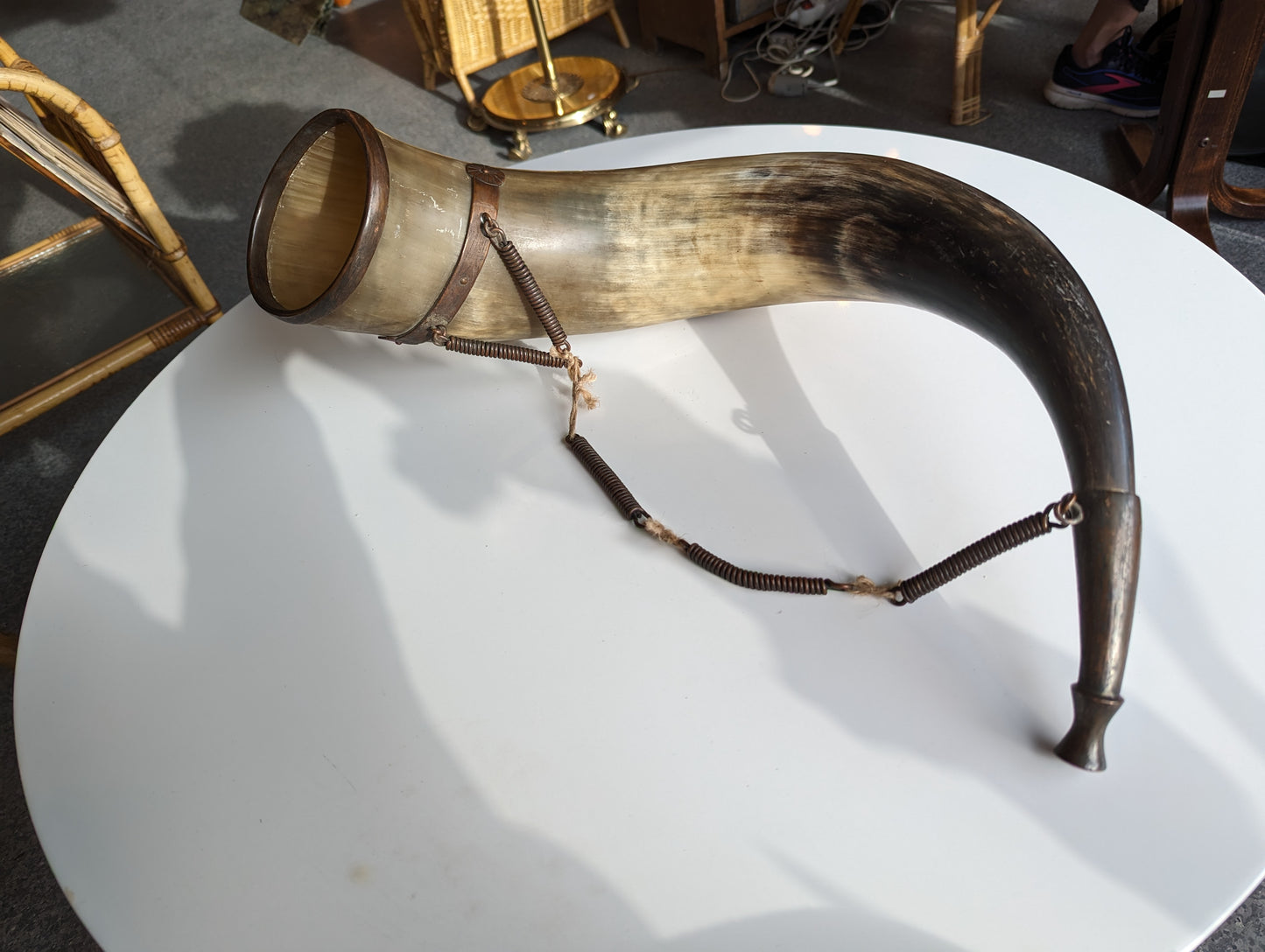 Horn vintage med feste i kobber